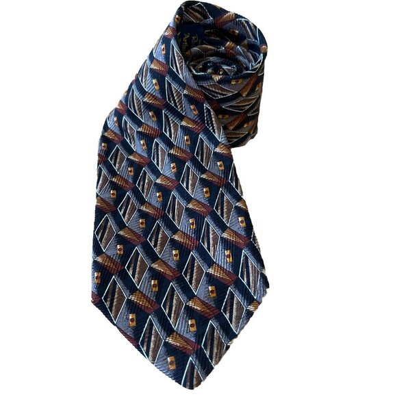 Robert Talbott for Arthur A Adler 100% Silk Neck Tie USA Black brown Gray Print - Picture 1 of 6
